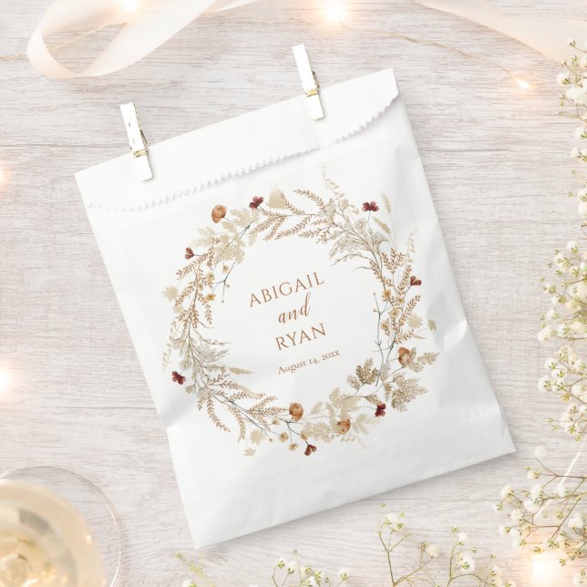 Sachets En Papier Boho Fleur sauvage Floral Butal Mariage (Coupé)