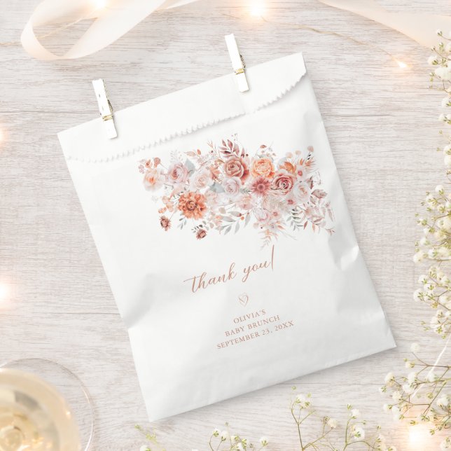 Sachets En Papier Boho Floral Baby Brunch Merci (Coupé)