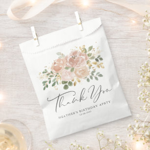 Sachets En Papier Boho Mauve Peach Flowers Anniversaire Merci