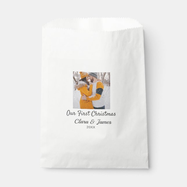 Sachets En Papier Boho moderne notre premier nom de couple photo de  (Devant)