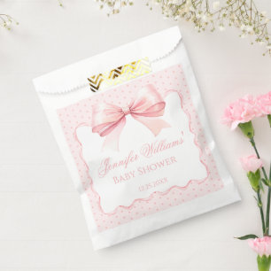 Sachets En Papier Boho rose ruban polkadot bébé fille douche