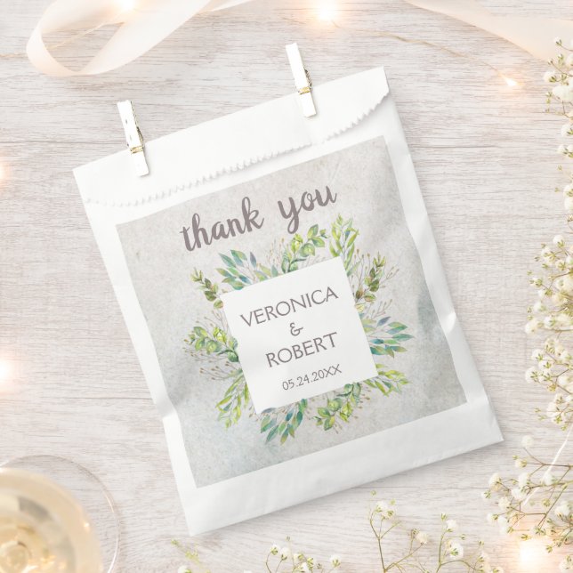 Sachets En Papier Boho Rustique Eucalyptus Merci Mariage vert (Coupé)