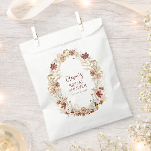 Sachets En Papier Boho Rustique Floral Bourgogne Réception de Mariag
