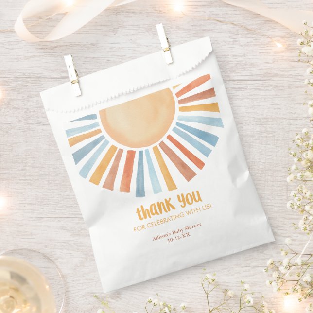 Sachets En Papier Boho soleil baby shower garçon (Coupé)