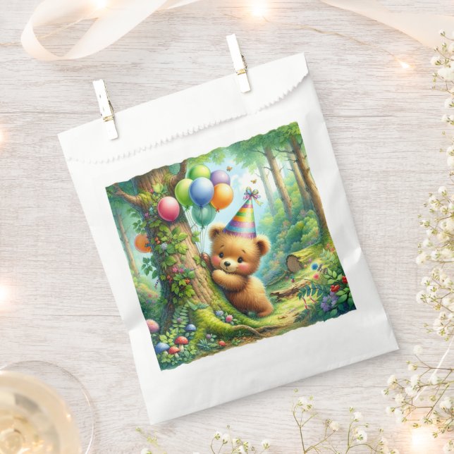 Sachets En Papier Bois Animaux Thématique fête d'anniversaire (Coupé)