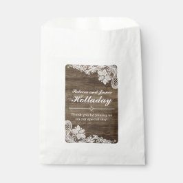 Sachets En Papier Bois Rustique et Dentelle Vintage Mariage Personna