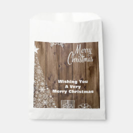 Sachets En Papier Bois rustique Joyeux Noël Flocon de neige sur mesu
