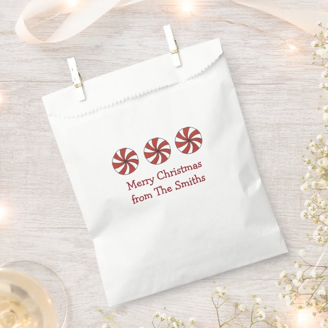Sachets En Papier Bonbon de menthe de Noël Joyeux personnalisé (Coupé)