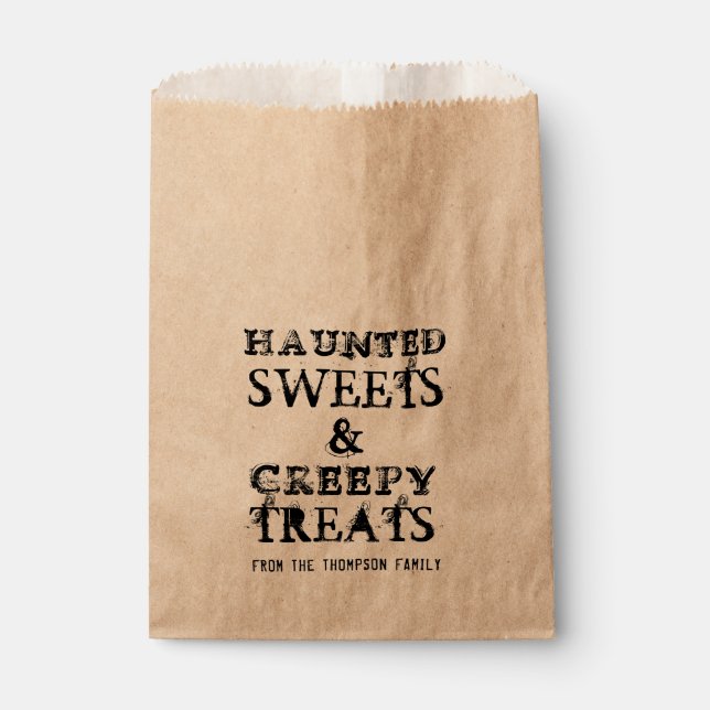 Sachets En Papier Bonbons Halloween Sucres Hantés Traitements Déplai (Devant)