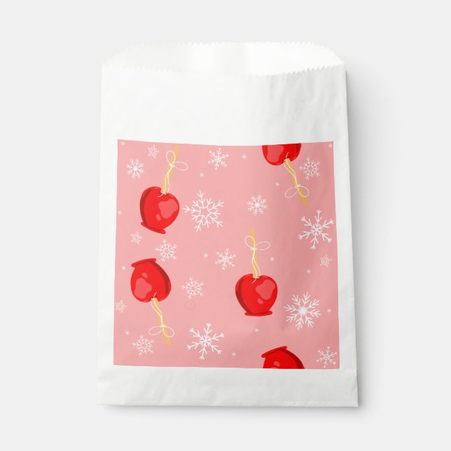 Sachets En Papier bonbons rouges de noël pommes rose (Devant)