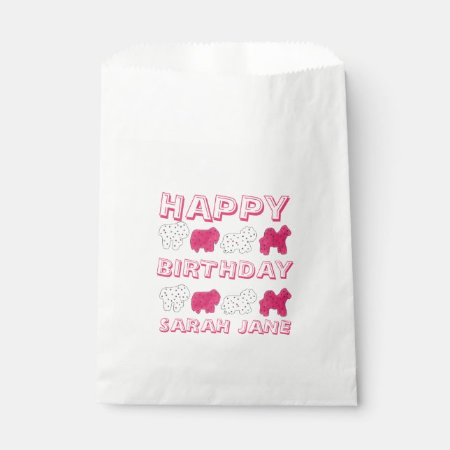 Sachets En Papier Bonne fête d'anniversaire Pink Circus Animal Crack (Devant)