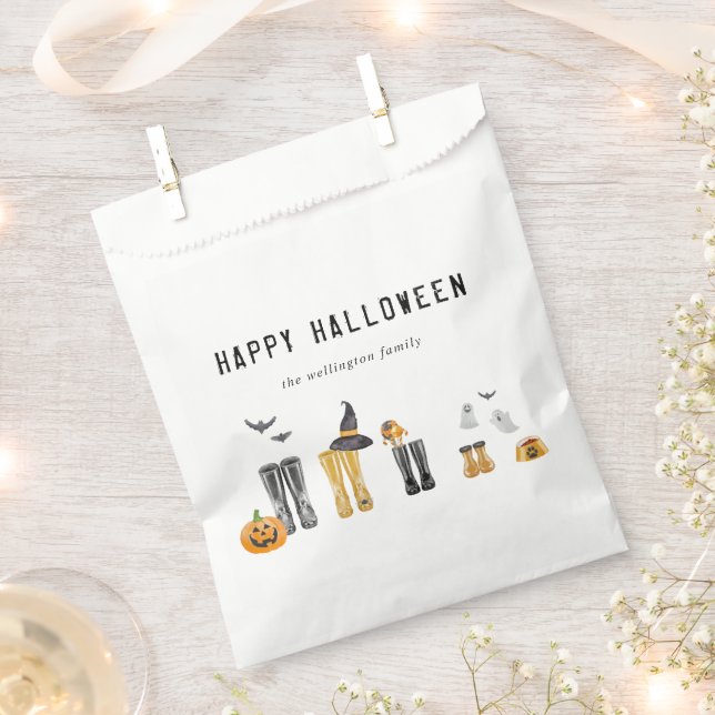 Sachets En Papier Bonne Halloween jolie famille Éffrayante Aquarelle (Coupé)