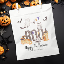 Boo Cute Happy Halloween Chats Fantômes Citrouille