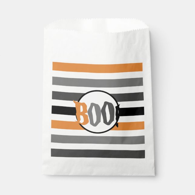 Sachets En Papier Boo Halloween Orange Black Grille Éffrayante (Devant)