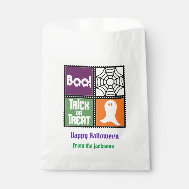 Sachets En Papier BOO. Trick ou traiter Halloween Sayants Sac de Goo (Devant)