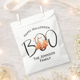 Sachets En Papier Boom Ghost Halloween Blanc Noir Moderne Nom de fam