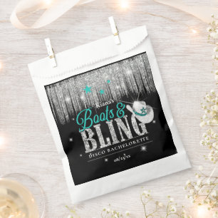 Sachets En Papier Boots 'n Bling Disco Bachelorette Teal ID925