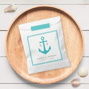 Sachets En Papier Bordure personnalisée Monogramme et couleur Ancre