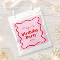 Bordure rouge rose vague fête d'anniversaire