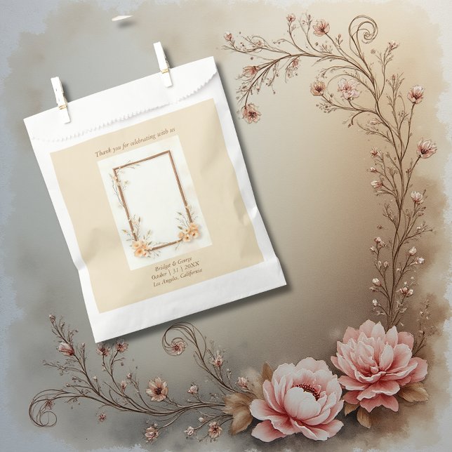 Sachets En Papier Botanique Chaleureuse Mariage beige (Créateur téléchargé)
