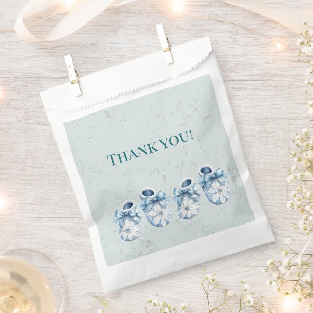 Sachets En Papier Bottes Bébé Bleues (Coupé)