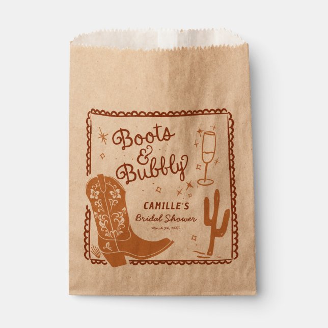 Sachets En Papier Bottes rustiques et bubbly Occident main tiré (Devant)