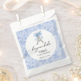 Sachets En Papier Boujour Bebe Paris Toile Baby shower bleu