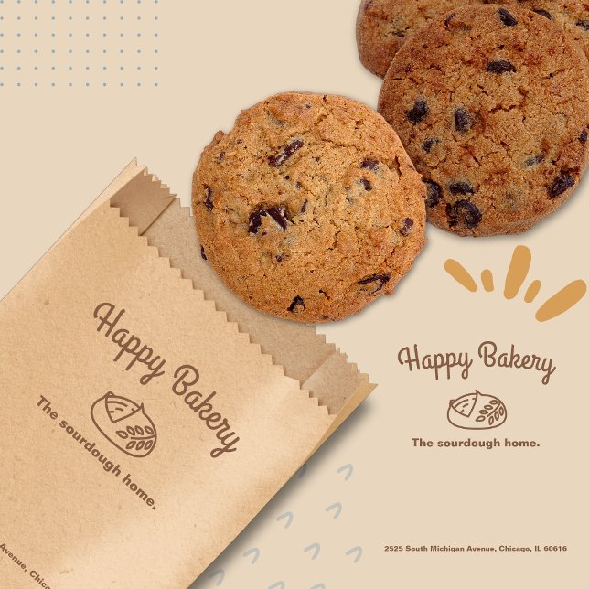 Sachets En Papier Boulangerie classique au minimum de pain de pâte (Sourdough Bread Minimalist Logo Classic Bakery Favor Bag)