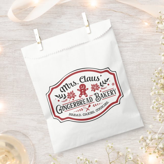 Sachets En Papier Boulangerie de biscuits de Mme Claus (Coupé)