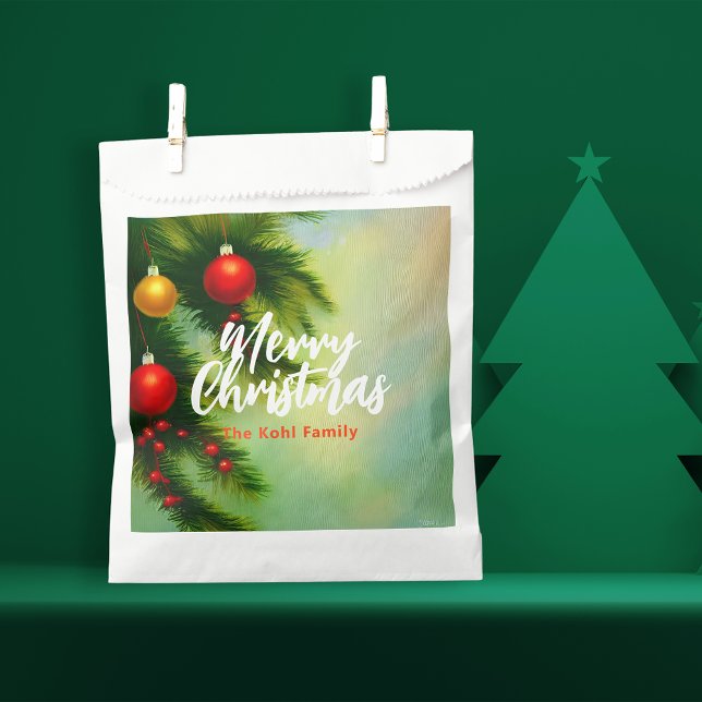 Sachets En Papier Boules de Noël vintages classiques sur branches de (Créateur téléchargé)