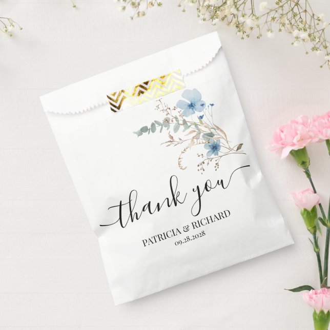 Sachets En Papier bouquet de fleurs aquarelle bleu poussiéreux rusti (Scellé)