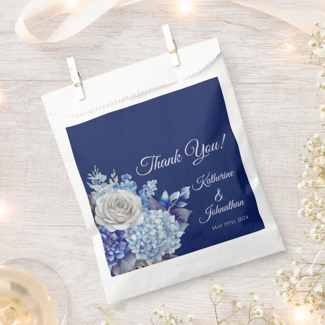Sachets En Papier Bouquet de fleurs bleu aquarelle-Mariage (Coupé)