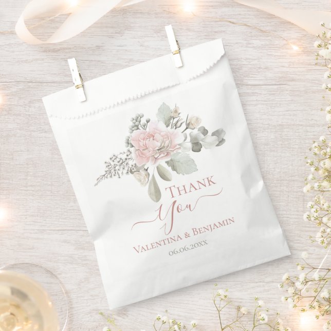 Sachets En Papier Bouquet de rose mariage floral clair (Coupé)