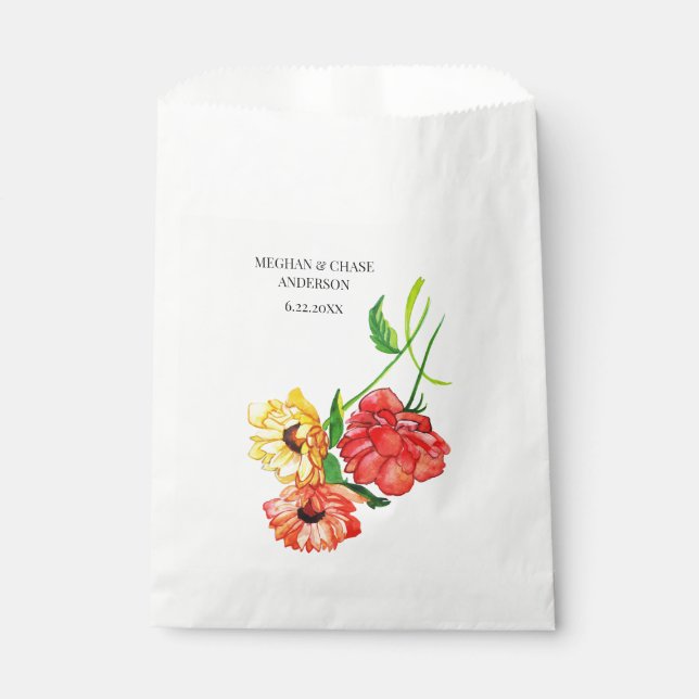Sachets En Papier Bouquet floral rouge et jaune (Devant)