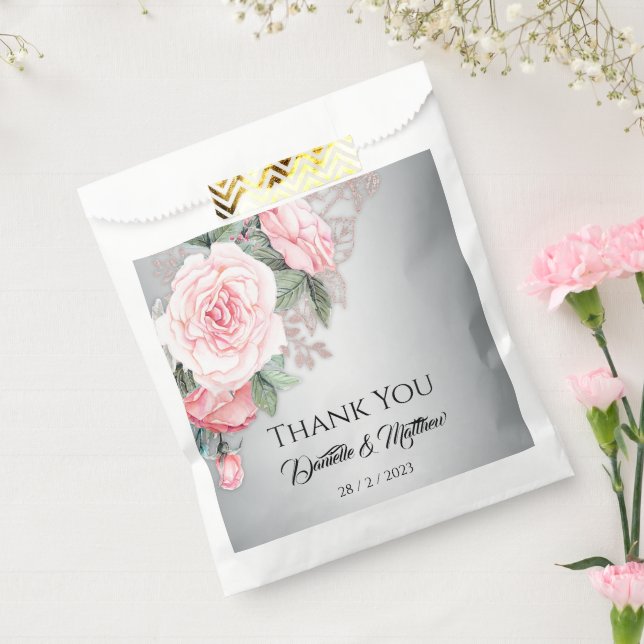 Sachets En Papier Bouquet Rose de luxe et Mariage d'argent (Scellé)