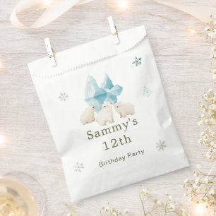 Sachets En Papier Bours polaires d'hiver mignons Fête d'anniversaire