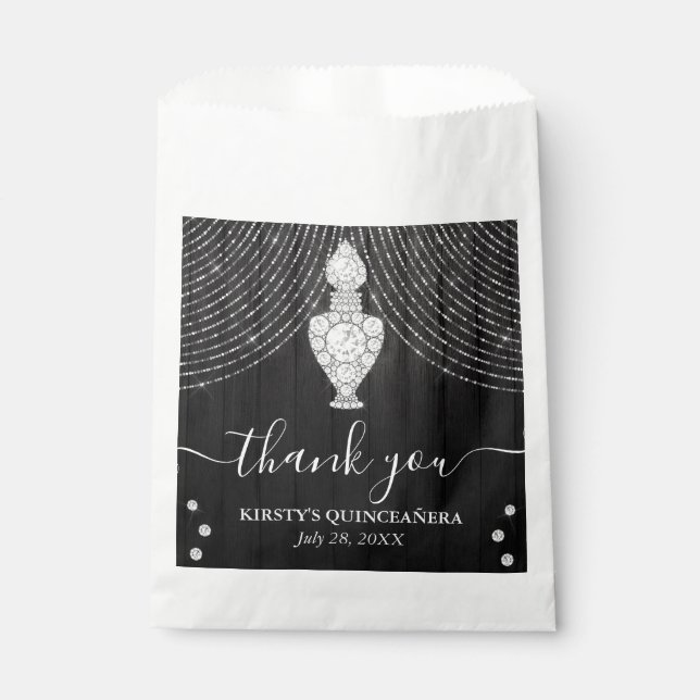 Sachets En Papier Bouteille de parfum en diamant d'argent Quinceaner (Devant)