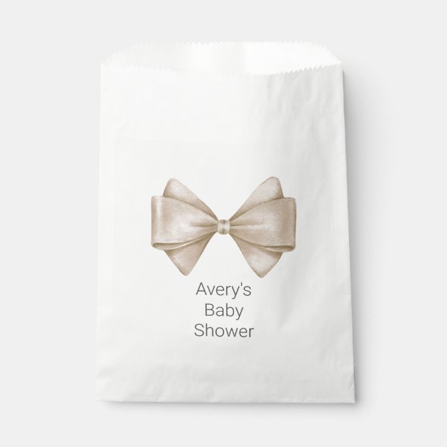 Sachets En Papier Bow Beige Baby shower Boho moderne (Devant)