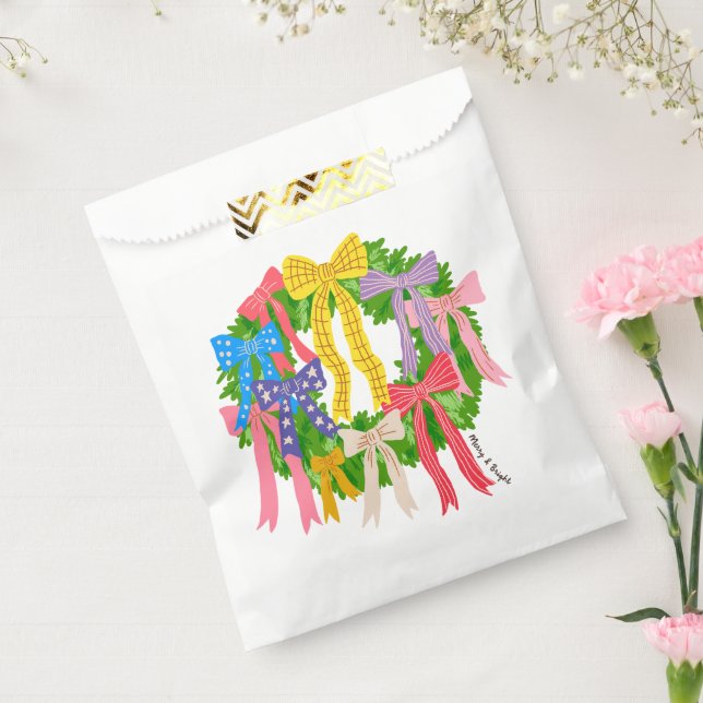 Sachets En Papier Bow Merry And Bright Christmas  (Scellé)