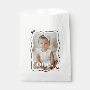 Sachets En Papier Bow Wavy Border Photo 1er anniversaire