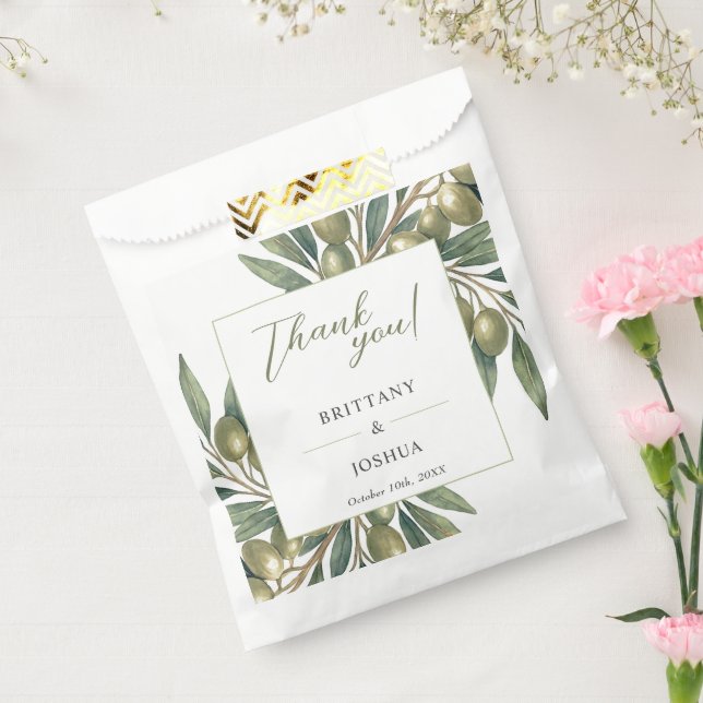 Sachets En Papier Branche d'olive Mariage méditerranéen moderne (Scellé)