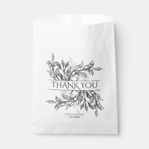 Sachets En Papier Branche noire et blanche et Mariage Feuille