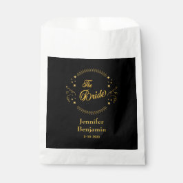 Sachets En Papier Bride Gold Black Mariage élégant classique