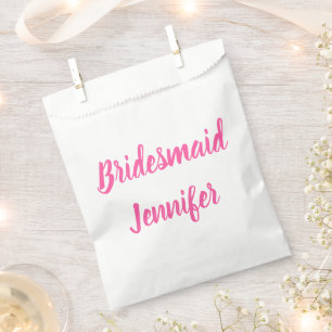 Sachets En Papier Bridesmaid Pink Nom personnalisé Mariage Bachelore