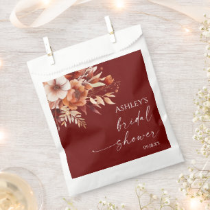 Sachets En Papier Brun Burgundy Rouille Floral Fleur Mariage