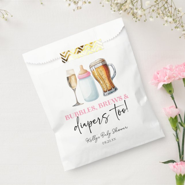 Sachets En Papier Bubbles Brews and Diapers Too! Baby Shower (Scellé)