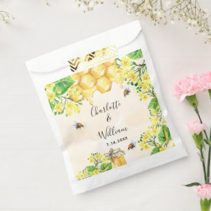 Sachets En Papier Bumble abeilles miel fleurons jaunes mariage