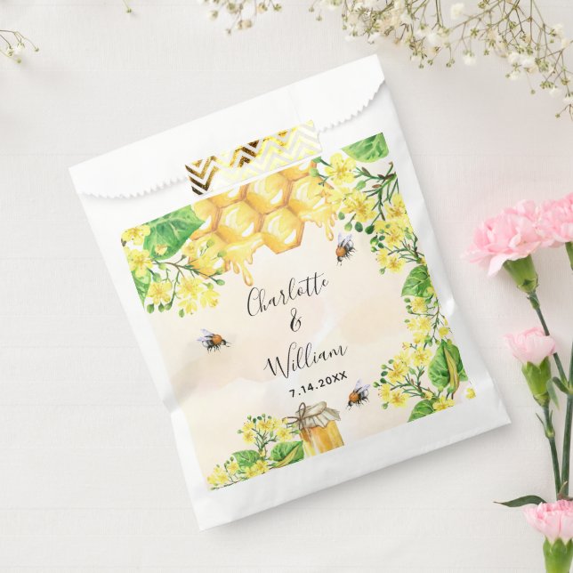 Sachets En Papier Bumble abeilles miel fleurons jaunes mariage (Scellé)