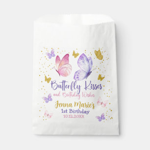 SACHETS EN PAPIER BUTTERFLY KISSES ROSE & PURPLE 1ER ANNIVERSAIRE