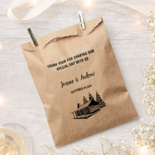 Sachets En Papier Cabine de bois rustique Merci mariage de montagne
